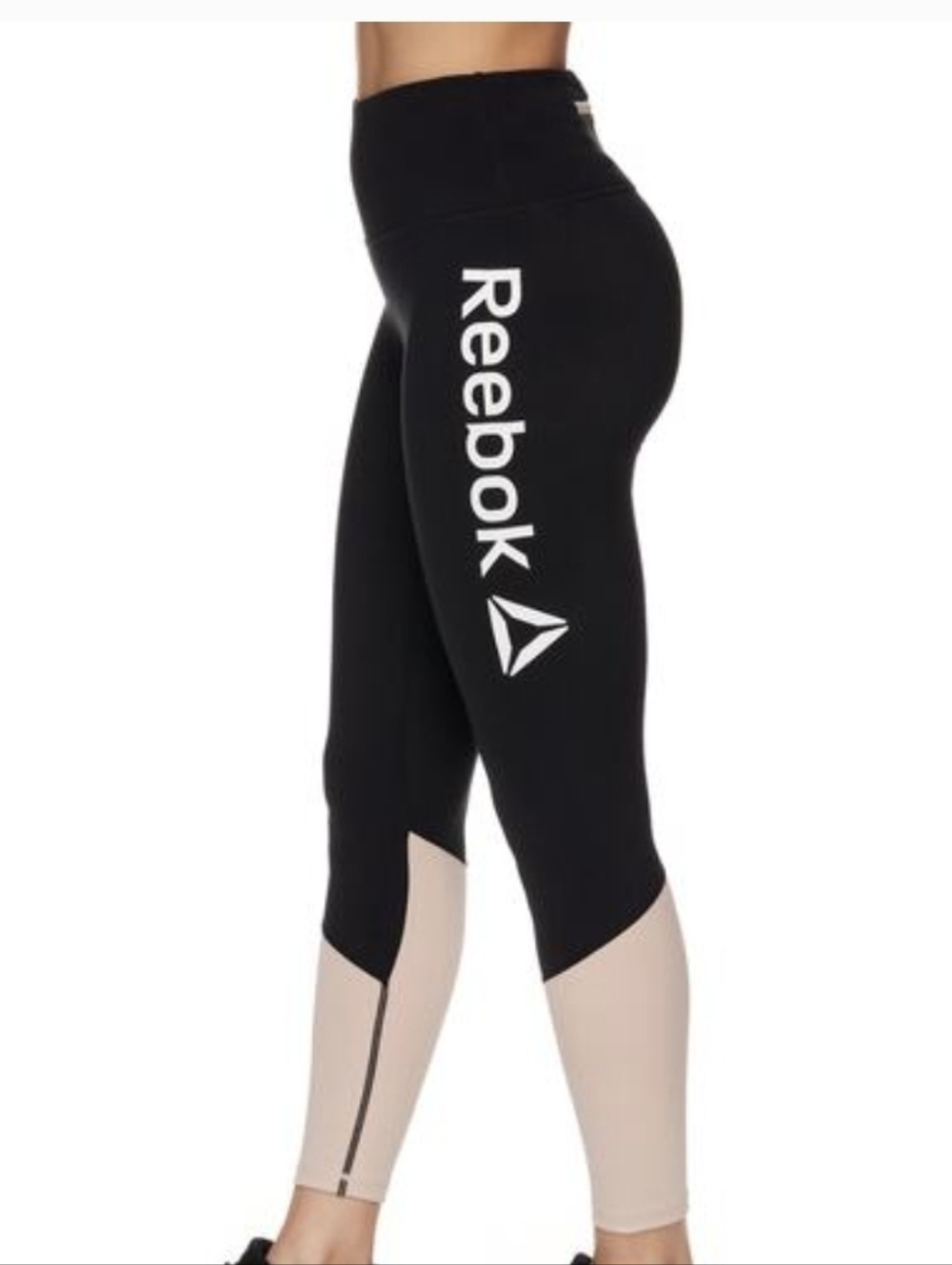 Reebok Focus High-Waist Logo  Colorblock 7/8 Leggings w/Back Zipper Pocket